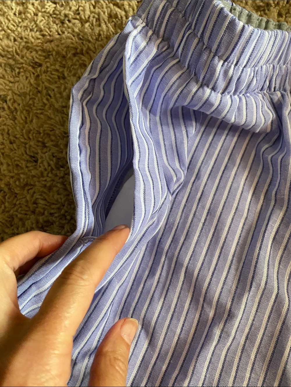 No Boundaries Blue and White Striped Elastic-Waist Women's Shorts - Picture 5 of 5